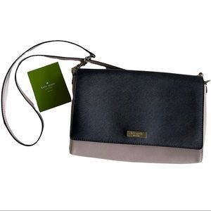 Kate Spade Blush and Black Flap over snap crossbody shoulder purse